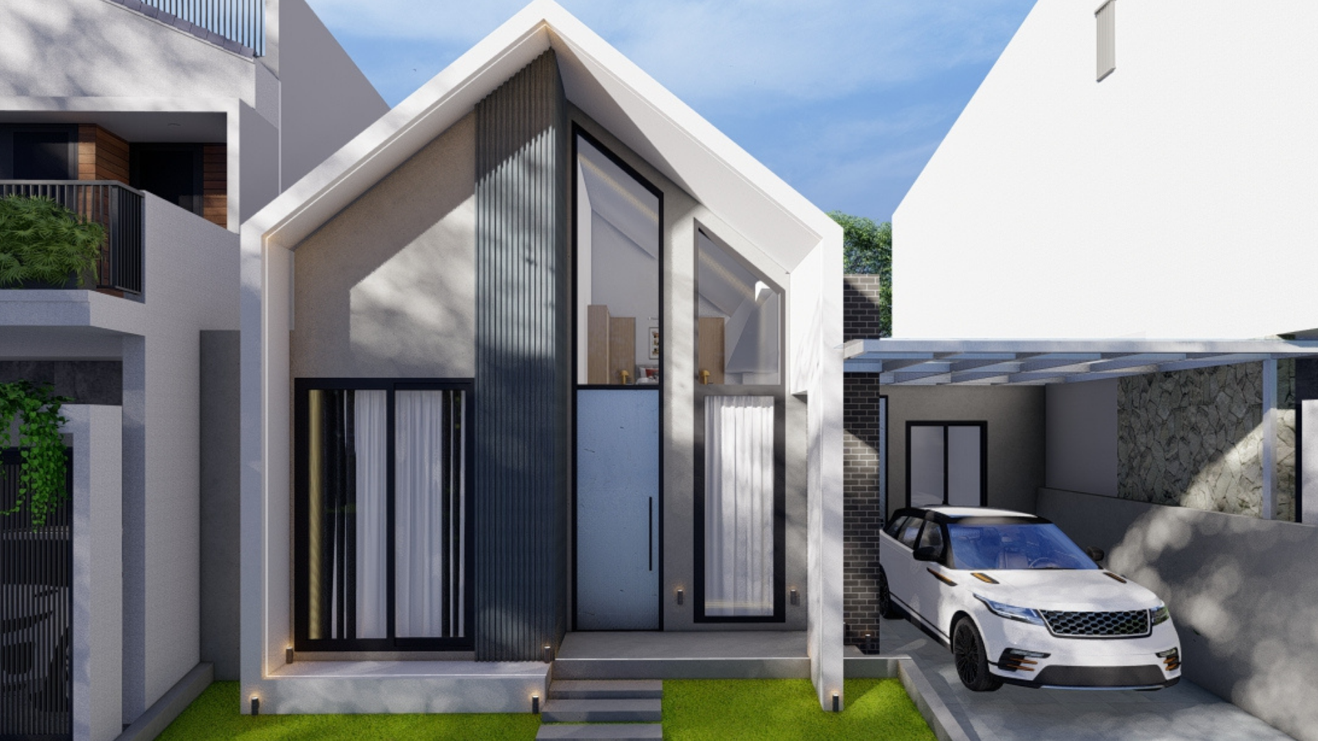 Design extérieur 3D d’une villa contemporaine