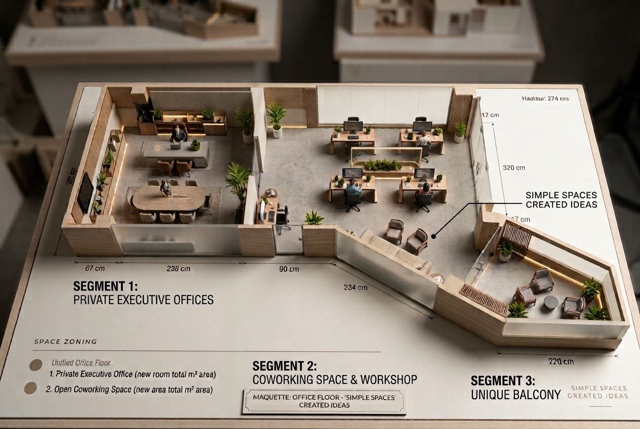 Maquette 3D d’un espace de bureaux